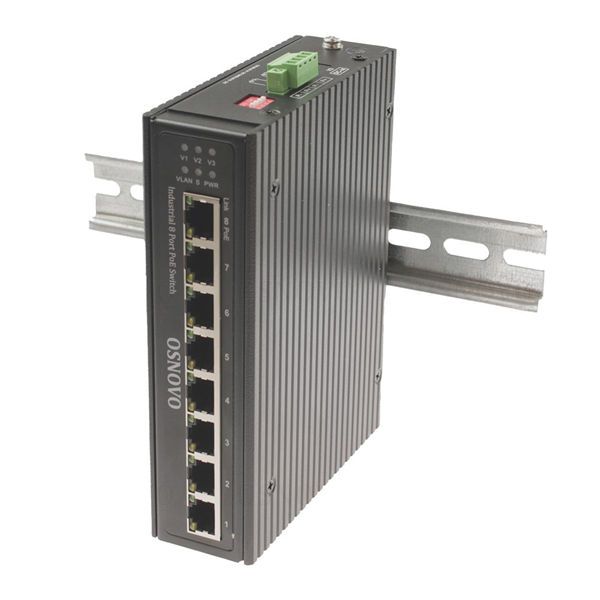 OSNOVO SW-80800-IR Промышленный PoE коммутатор Gigabit Ethernet на 8 портов. Порты: 1 x GE (10/100/1000Base-T) с PoE BT (до 90W), 7 x GE (10/100/1000Base-T) с PoE (до 30W). Встроенная грозозащита. Соо