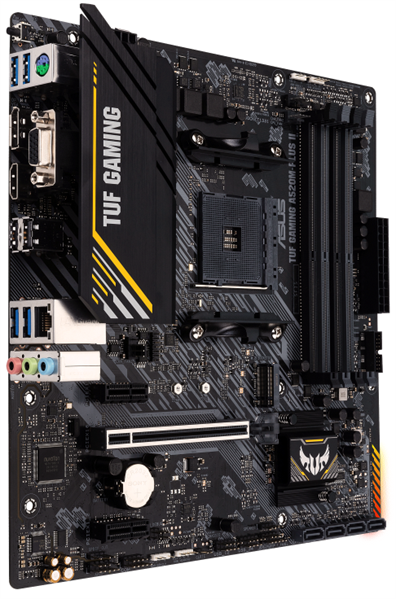 Фото ASUS TUF GAMING A520M-PLUS II, Socket AM4, A520, 4*DDR4, D-Sub+DP+HDMI, SATA3 + RAID, Audio, Gb LAN, USB 3.2*7, USB 2.0*5, COM*1 header (w/o cable), mATX ; 90MB14Y0-M0EAY0, 3 year