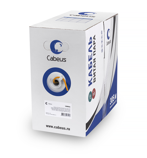 Cabeus UTP-4P-Cat.6-SOLID-LSZH Кабель витая пара UTP (U/UTP), категория 6, 4 пары (23 AWG), LSZH, (305 м)