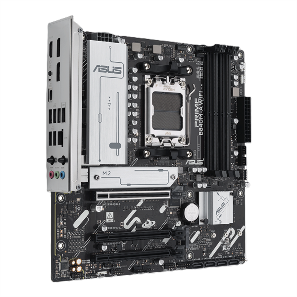 Фото ASUS PRIME B840M-A WIFI, AM5, B840, 4*DDR5, 4*SATA, 3*M.2, 2*USB 3.2, 4*USB 2.0, Type-C, 4*PCIx16, 2* DP+HDMI, mATX; 90MB1J20-M0EAY0