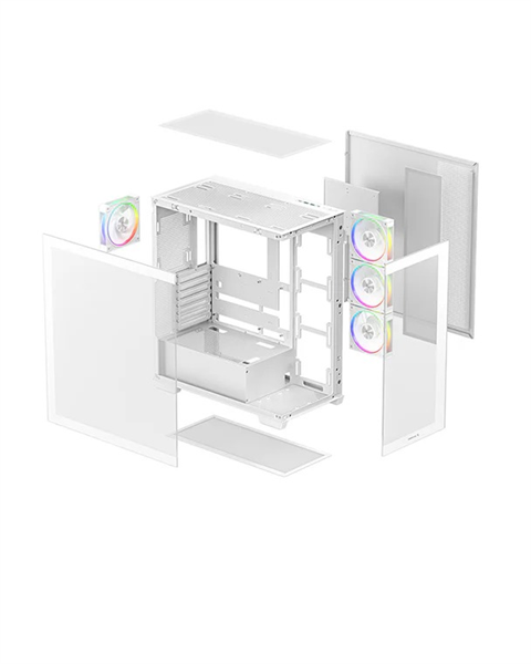 Фото Deepcool CG580 4F V2 WH без БП, боковое окно (панорама), 4x120mm ARGB PWM вентилятора, белый, ATX (R-CG580-WHADA4-G-2)
