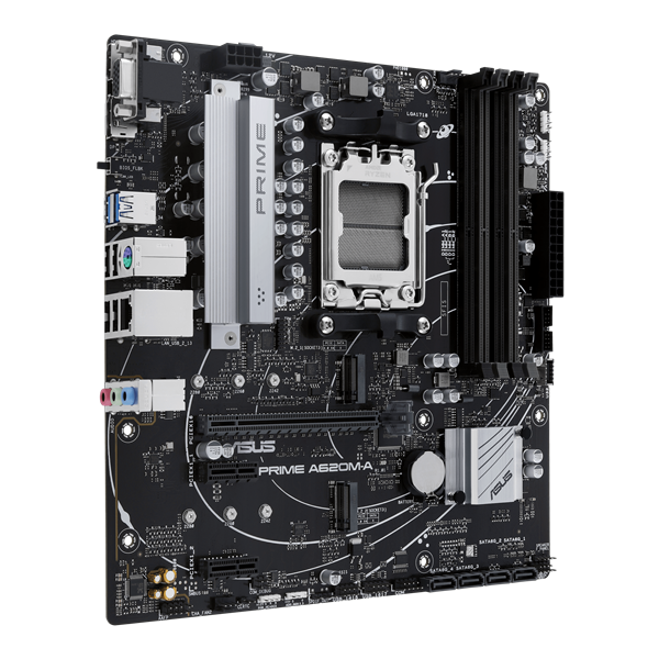 Фото ASUS PRIME A620M-A-CSM, AM5, A620, 4*DDR5, 4*SATA, 2*M.2, 2*USB 3.2, 4*USB 2.0, 2*PCIx16, 2*PCIx1, DP+VGA+HDMI, mATX; 90MB1F10-M0EAYC