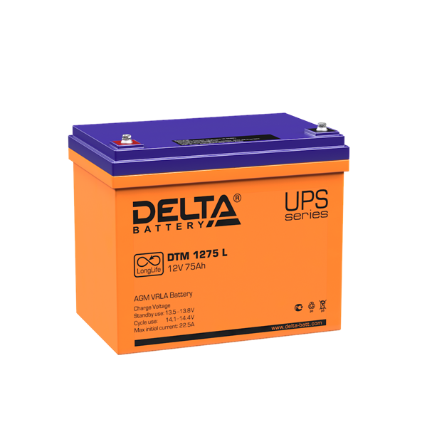Delta Аккумуляторная батарея для ИБП DTM 1275 L (12V / 75Ah) AGM, 12 лет (4614010640009)
