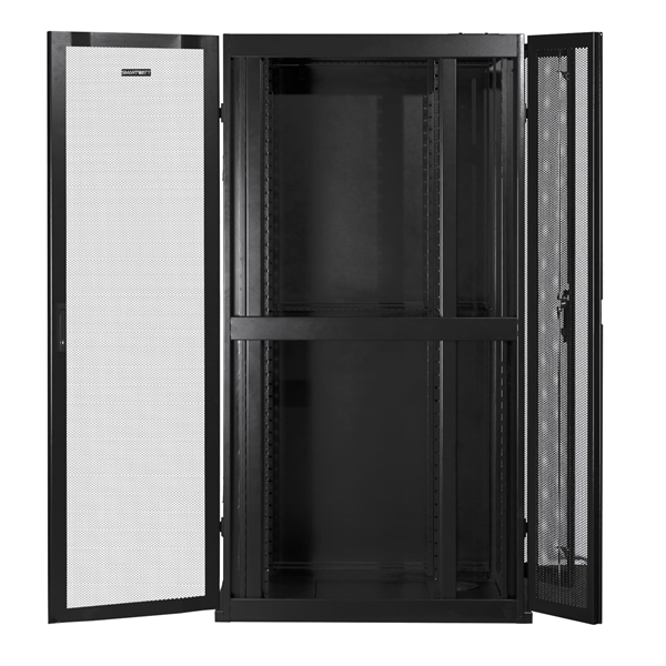 Фото SMARTWATT Серверный шкаф Rack S-Series 42U 600x1070мм, двери с перфорацией, боковые панели 4шт и ролики в комплекте, черный (4512020620015)