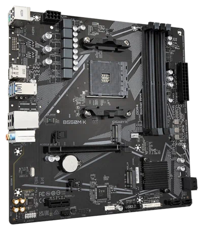 Фото GIGABYTE B550M K, AM4, B550, 4*DDR4, 4*SATA, 2*M.2, 4*USB 3.2, 4*USB 2.0, 1*PCIx16, 1*PCIx1, HDMI+DP, mATX