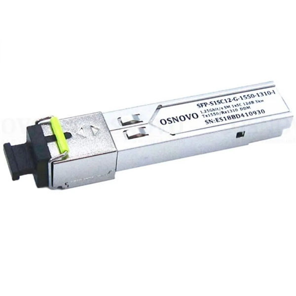 OSNOVO SFP-S1SC12-G-1550-1310-I Оптический SFP Модуль промышленный. Одно волокно Single Mode. Скорость: до 1,25 Гбит/c. Тип разъема: SC. Оптический бюджет: 12дБ. Расстояние передачи - до 3км. Рабочая