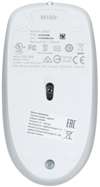 Фото Logitech Mouse M100, White, USB, 1000dpi, CN, [910-005007/910-006764]