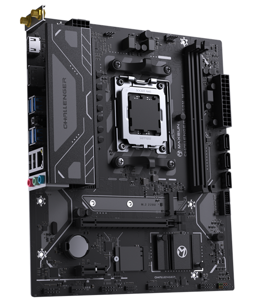 Фото MAXSUN MS-Challenger B650M WIFI, AM5, B650, 2*DDR5, 3*SATA3, M.2, 4*USB 3.2, 2*USB 2.0, 1*PCIEx16, 1*PCIEx1, DP+HDMI, mATX