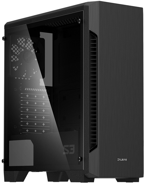 Фото ZALMAN S3 TG, ATX, BLACK, TEMPERED GLASS WINDOW, 2x3.5", 2x2.5", 2xUSB2.0, 1xUSB3.0, FRONT 2x120mm