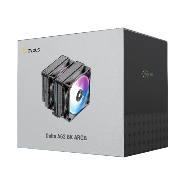 Фото Ocypus Delta A62 BK ARGB, 2x120mm ARGB FAN, Top Panel, 6 HEAT PIPES, 4-PIN PWM, 500-2000 RPM, 29DBA, HYDRO BEARING, LGA115X/1200/1700/18XX, AM4/AM5