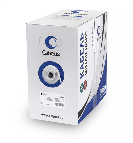Cabeus UTP-4P-Cat.5e-SOLID-LSZH-LIGHT Кабель витая пара UTP (U/UTP), категория 5e, 4 пары 0,47мм (24 AWG), одножильный, LSZH, нг(А)-HF, (305 м)