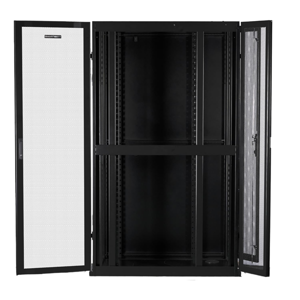 Фото SMARTWATT Серверный шкаф Rack S-Series 42U 600x1200мм, двери с перфорацией, боковые панели 4шт и ролики в комплекте, черный (4512020620014)
