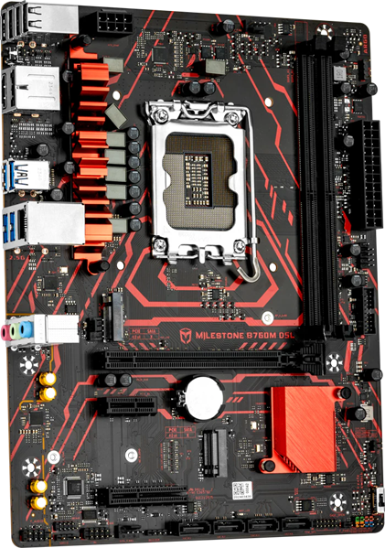 MAXSUN MS-Milestone B760M D5L V2, LGA1700, B760, 2*DDR5, 4*SATA3, 2*M.2, 4*USB 3.2, 2*USB 2.0, 1*PCIEx16, 1*PCIEx4, 1*PCIEx1, DP+HDMI, mATX