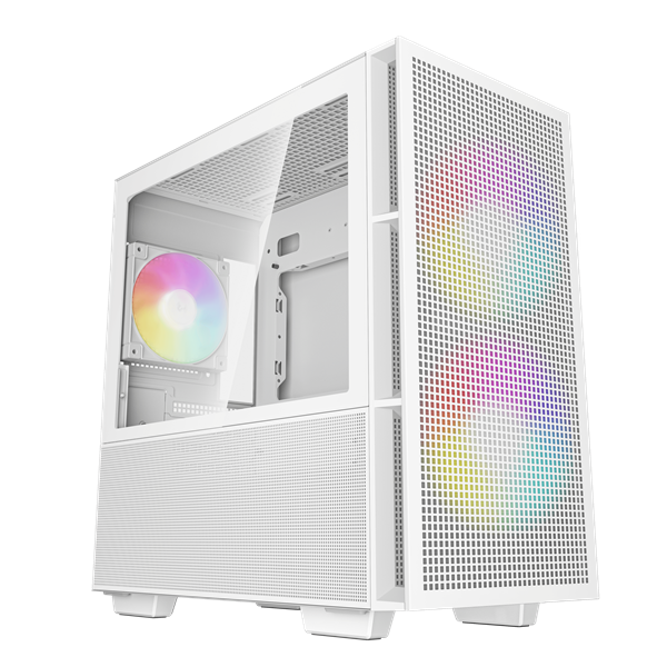 Deepcool CH360 WH без БП, боковое окно (закаленное стекло), 2x140мм ARGB LED вентилятор спереди и 1x120мм ARGB LED вентилятор сзади, белый, mATX (R-CH360-WHAPE3-G-1)
