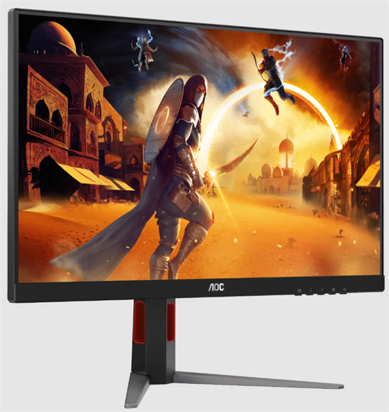 Фото 27" AOC Gaming 2560x1440 WLED 16:9 IPS 450cd, 1000:1, 80M:1, 1ms, 178°/178°, HDMI, DP, 200Hz, Tilt, Height, Swivel, Pivot, VESA, Internal, Black/Red, 3y