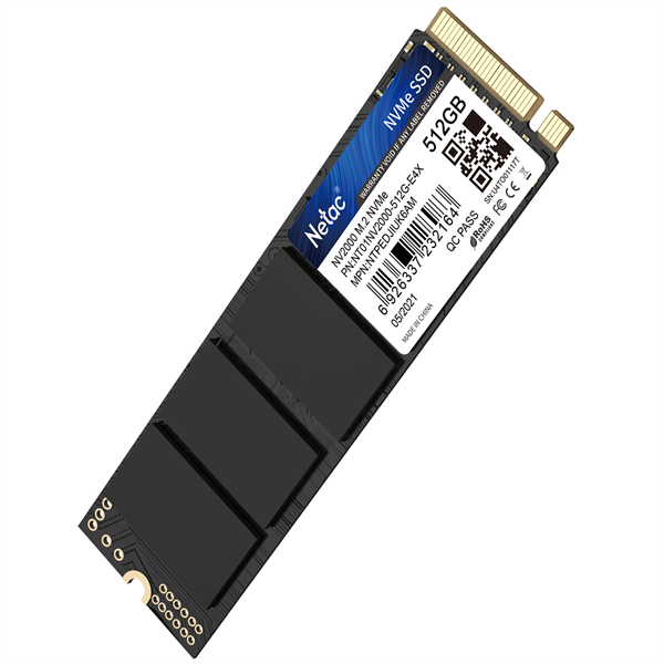 Фото Netac SSD NV2000 512GB PCIe 3 x4 M.2 2280 NVMe 3D NAND, R/W up to 2500/1950MB/s, IOPS(R4K) 130K/250K, TBW 300TB, 5y wty