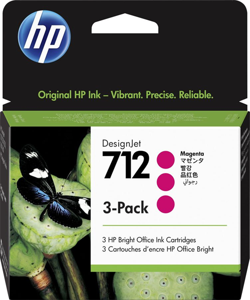 Cartridge HP 712 для DJ T230/T630/T650/Studio, пурпурные, тройная упаковка 3ED68A (3*29мл)