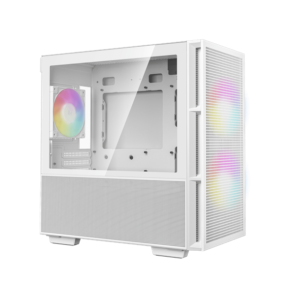 Фото Deepcool CH360 WH без БП, боковое окно (закаленное стекло), 2x140мм ARGB LED вентилятор спереди и 1x120мм ARGB LED вентилятор сзади, белый, mATX (R-CH360-WHAPE3-G-1)