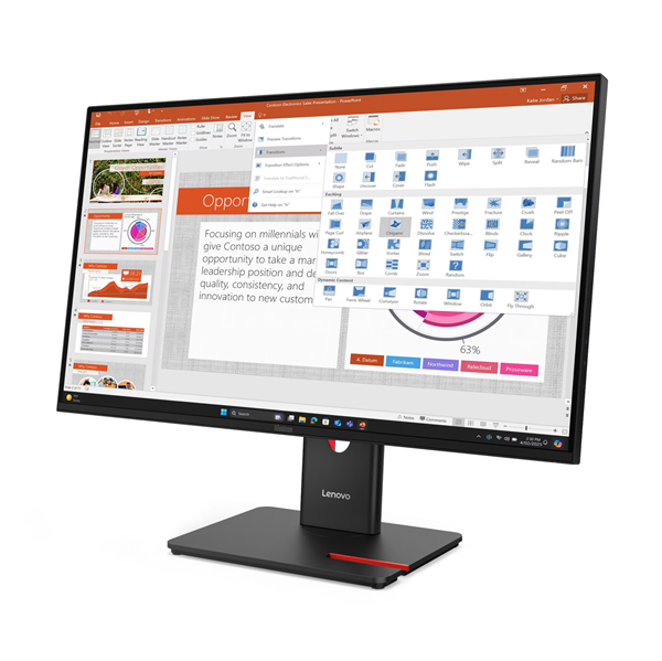 Фото Lenovo ThinkVision T27-40 27" 16:9 FHD (1920x1080) IPS, 120Hz, 300N, 1xHDMI 1.4, 1xDP 1.2, 1xVGA, 3xUSB-A (USB 5Gbps), 1xUSB-C (USB 5Gbps, PD 15W), 1xUSB-B (USB 5Gbps), LTPS, 1Y