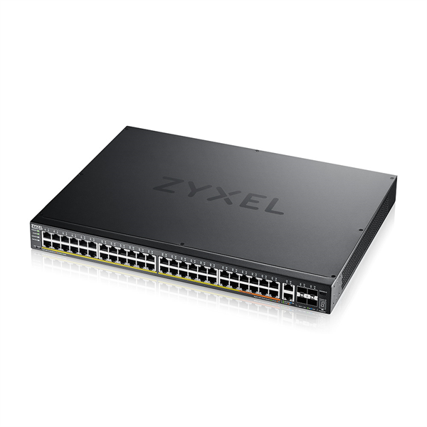 Фото L3 Access Zyxel NebulaFlex Pro XGS2220-54FP, rack 19", 48xRJ-45: 1G PoE+ (8 из них PoE++), 2xRJ-45: 1/2.5/5/10G PoE++, 4xSFP+, бюджет PoE 960 Вт