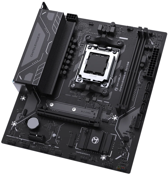 Фото MAXSUN MS-Challenger B650M V2, AM5, B650, 2*DDR5, 3*SATA3, M.2, 4*USB 3.2, 2*USB 2.0, 1*PCIEx16, 1*PCIEx1, DP+HDMI, mATX