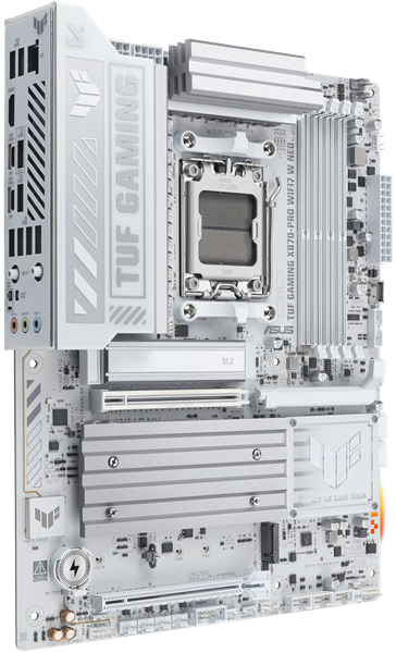 Фото ASUS TUF GAMING X870-PRO WIFI7 W NEO, AM5, X870, 4*DDR5, 2*SATA, 4*M.2, 1*USB 2.0, 4*USB 3.2, 2*Type-C, 3*PCIx16HDMI, ATX; 90MB1NY0-M0EAY0