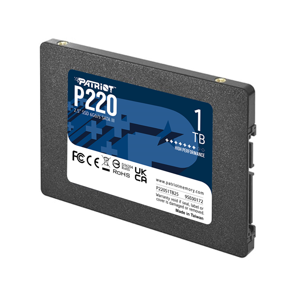 Фото Patriot SSD P220 1TB SATA3 2.5" R550/W500 TBW 480TB 3D NAND