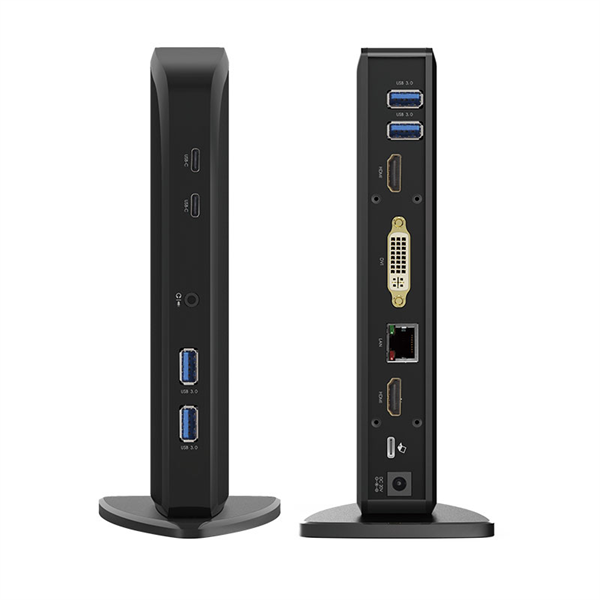 Фото Docking Station WAVLINK USB-C&USB3.0 Universal with 65W PowerDelivery Include 20V/5A PowerAdapter/4xUSB3.0/2xUSB-C/1xHDMI 4K 30HZ/1xHDMI 2K 50HZ/1xDVI/DVItoVGA adapter/1xGigabit LAN/1xAudio In/Out