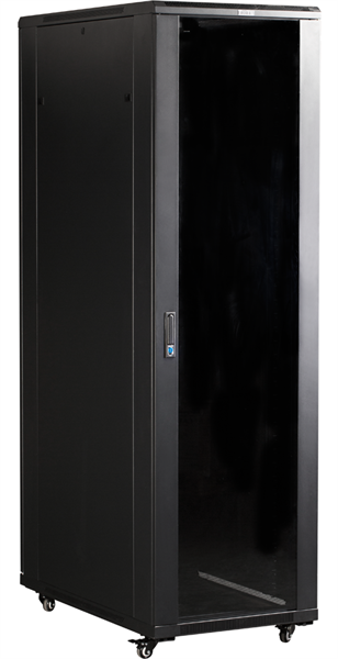 Фото Шкаф 19 Business, 42U 800x1200, черный, передняя дверь стекло, задняя дверь распашная металл