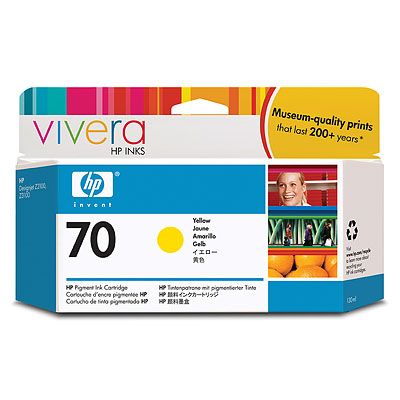 Картридж Cartridge HP 70 для DJ Z2100/Z3100/Z3200/Z5200, желтый (130мл)