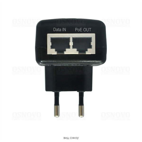 Фото OSNOVO Midspan-1/151 PoE-инжектор Fast Ethernet на 1 порт. Соответствует стандартам PoE IEEE 802.3af. Автоматическое определение PoE устройств. Мощность PoE на порт - до 15.4W. Вх. 1 x RJ45(10/100 Bas