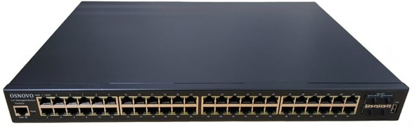 OSNOVO SW-48G4X-L2 Управляемый L2+ коммутатор Gigabit Ethernet на 52 порта. Порты: 48 x GE (10/100/1000Base-T) + 4 x 1G/10G SFP+ Uplink. Консольный порт, Уровень управления L2+. Поддержка Jumbo Frame