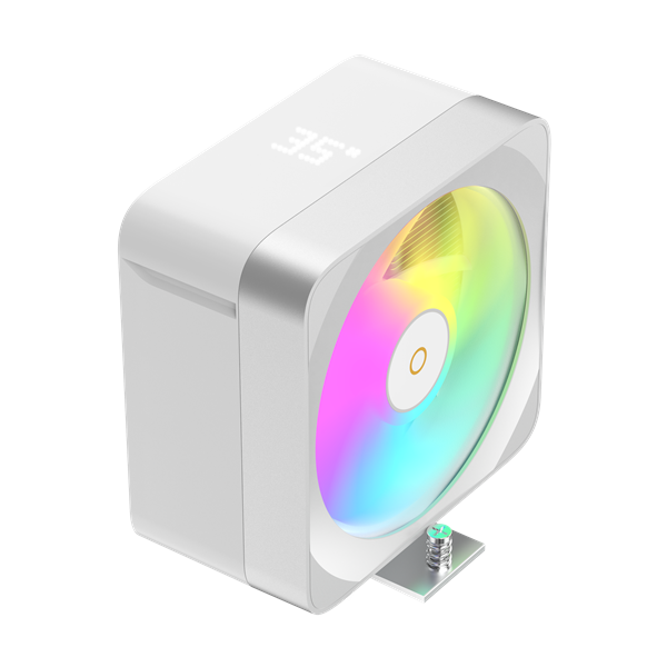 Фото Ocypus Delta A40 EX WH Digital, 120mm ARGB FAN, Top Display Panel, 4 HEAT PIPES, 4-PIN PWM, 500-1800 RPM, 29DBA, HYDRO BEARING, LGA115X/1200/1700/18XX, AM4/AM5