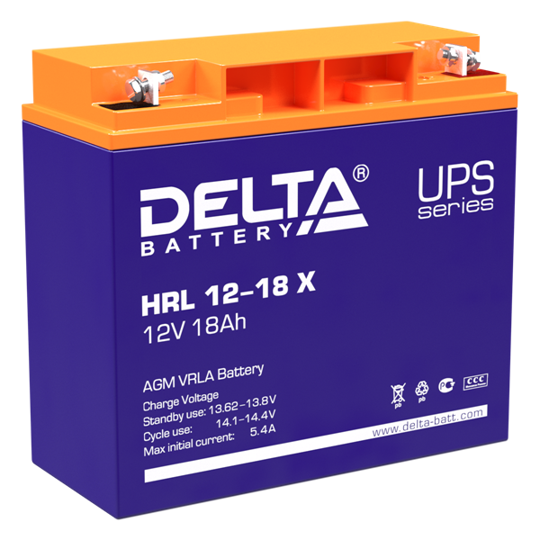 Delta Аккумуляторная батарея для ИБП (10-12 лет) HRL 12-18 X (12V / 18Ah) (4614010610005)