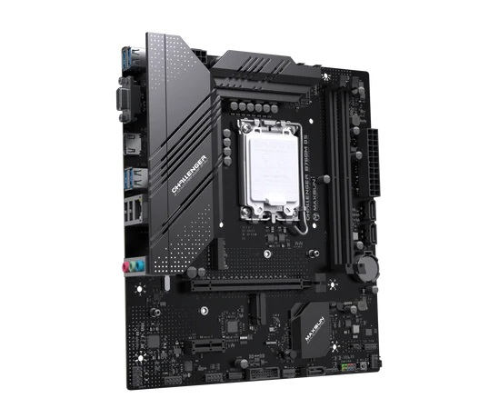 Фото MAXSUN MS-Challenger B760M D5 WIFI, LGA1700, B760, 2*DDR5, 3*SATA3, 2*M.2, USB 3.2, USB 2.0, 1*PCIEx16, 1*PCIEx1, VGA+HDMI, mATX