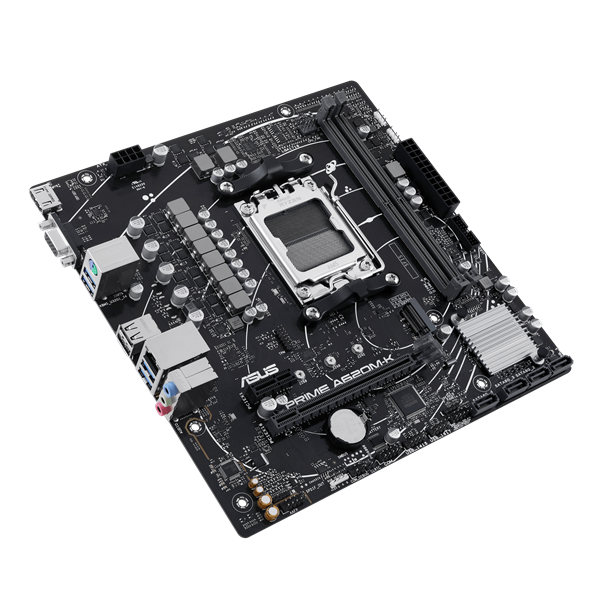 Фото ASUS PRIME A620M-K, AM5, A620, 2*DDR5, 4*SATA, 1*M.2, 4*USB 3.2, 2*USB 2.0, PCIx16, 1*PCIx1, VGA+HDMI, mATX; 90MB1F40-M0EAY0