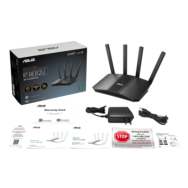 Фото ASUS RT-BE82U//802.11 a/b/g/n/ac/ax/ax/be, 2,4 + 5 gGz, black