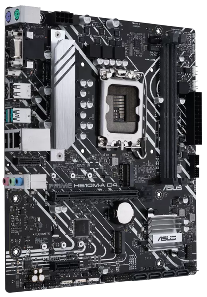 Фото ASUS PRIME H610M-A D4-CSM, LGA1700, H610, 2*DDR4, 4*SATA, 2*M.2, 2*USB 3.2, 4*USB 2.0, 1*PCIx16, 1*PCIx1, HDMI+DP+D-Sub, mATX; 90MB19P0-M0EAYC