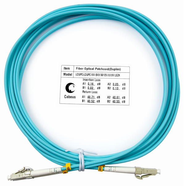 Патч-корд ВО Cabeus FOP-50-LC-LC-3m Шнур оптический duplex LC-LC 50/125 mm OM3 3м LSZH