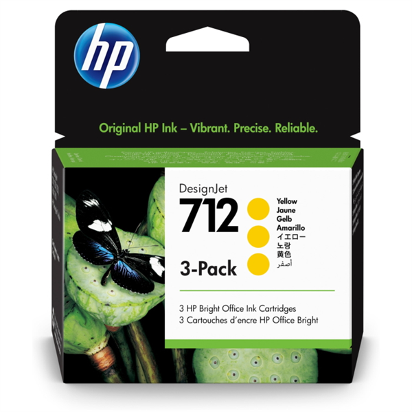 Cartridge HP 712 для DJ T230/T630/T650/Studio, желтые, тройная упаковка 3ED69A (3*29мл)