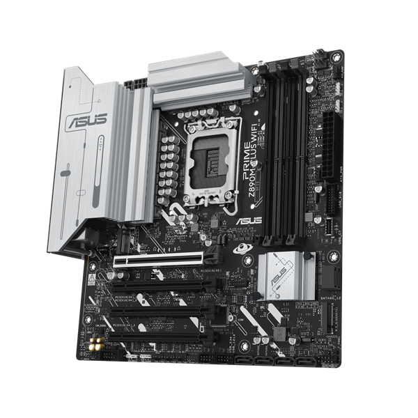 Фото ASUS PRIME Z890M-PLUS WIFI, LGA1851, Z890, 4*DDR5, 6*SATA, 3*M.2, 5*USB 3.2, 4*USB 2.0, Type-C, 3*PCIx16, HDMI+DP, mATX; 90MB1J80-M0EAY0