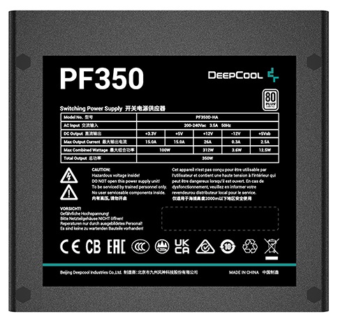 Фото Deepcool PF350 80+ (ATX 2.4 350W, PWM 120mm fan, 80 PLUS, Active PFC) RET (R-PF350D-HA0B-WDEU)