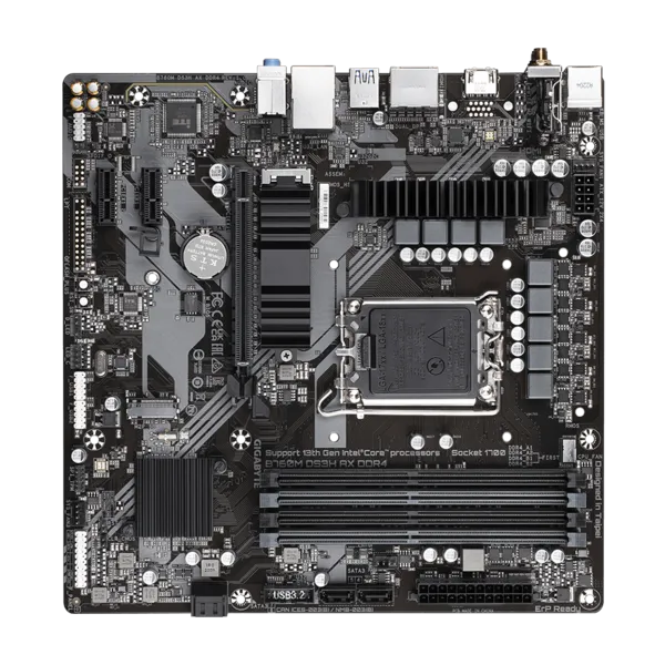 Фото GIGABYTE B760M DS3H AX DDR4, LGA1700, B760, 4*DDR4, 4*SATA, 2*M.2, 3*USB 3.2, 2*USB 2.0, Type-C, 1*PCIx16, 2*PCIx1, HDMI+2*DP, mATX