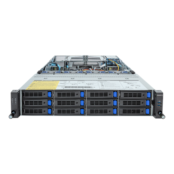 Фото Gigabyte Server Platform R283-Z91 Rev.3x / 2U / 2xAMD (9004/9005) / 2xHS / 24xDIMM / 12xLFF SAS/SATA via RAID + 2xSFF SAS/SATA + 3xM.2 PCIe Gen3 / 2x1GbE / 2xOCP 3.0 / 6xFHHL / 2x1600W / Rails / 1Y