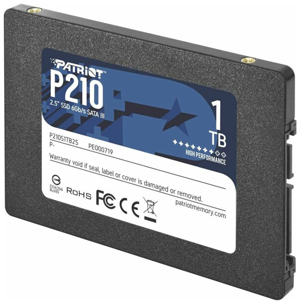 Фото Patriot SSD P210 1TB SATA3 2.5" R520/W430 TBW 480TB 3D NAND
