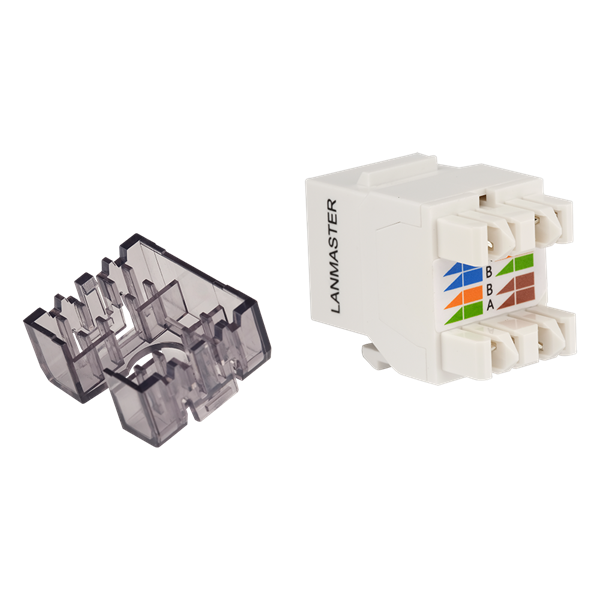 Фото Модуль Keystone, RJ45, неэкранированный, кат.6, со встроенной шторкой, 180 градусов, белый