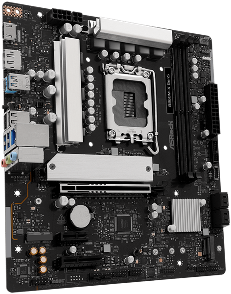 Фото ASROCK B860M-X Gen5, LGA1851, B860, 2*DDR5, 4*SATA, 2*M.2, 3*USB 3.2, 2*USB 2.0, Type-C, 2*PCIx16, 1*M.2 (Key E), HDMI+DP, mATX