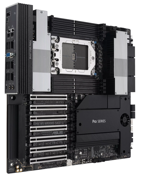 Фото ASUS PRO WS WRX90E-SAGE SE, AMD WRX90, 8*DDR5, 4*SATA, 4*M.2, 2 x SlimSAS, 6*USB 3.2, 1*USB 2.0, 2*Type-C,7*PCIx16, VGA, CEB; 90MB1FW0-M0EAY0