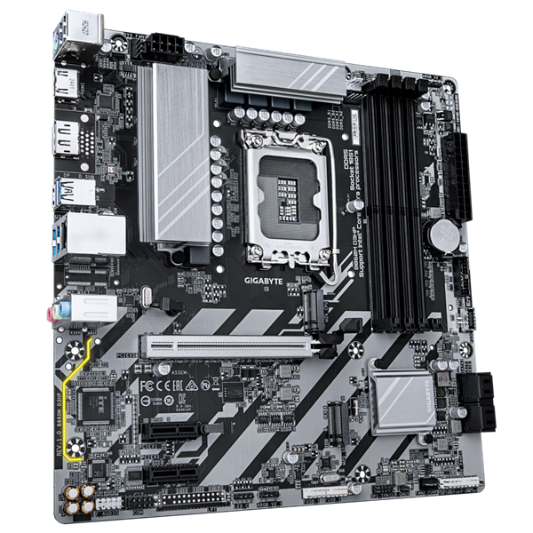 Фото GIGABYTE B860M D3HP, LGA1851, B860, 4*DDR5, 4*SATA, 2*M.2, 3*USB 3.2, 3*USB 2.0, 3*PCIx16, DP+HDMI, mATX