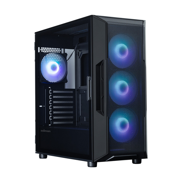 Фото ZALMAN I3 NEO ARGB V2 BLACK, ATX, BLACK, FRONT MESH, WINDOW, 2x3.5", 3x2.5", 1xUSB2.0, 2xUSB3.0, 1xUSB Type-C, FRONT 3x120mm ARGB, REAR 1x120mm ARGB